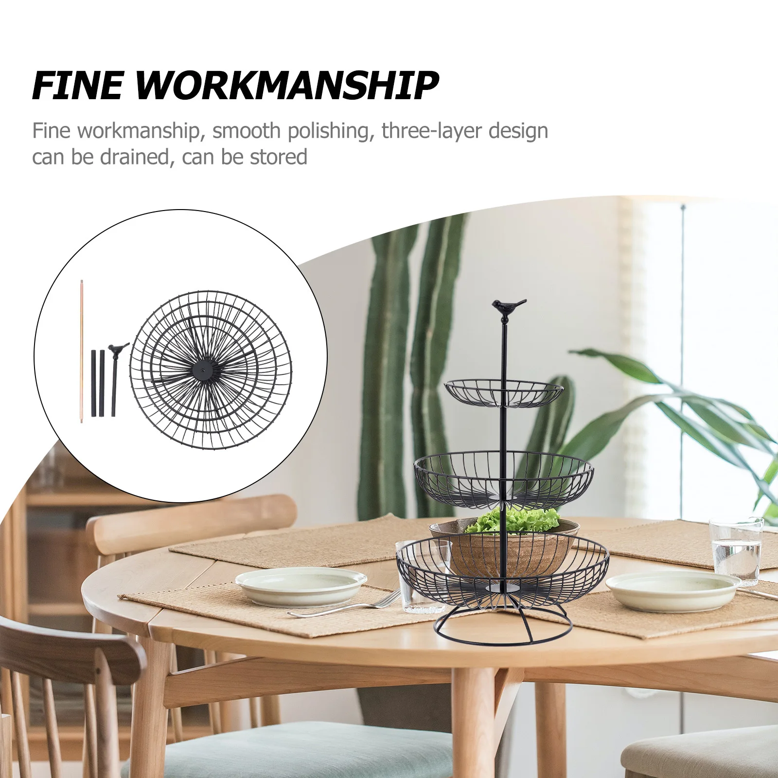 

1Pcs Black Layer Fruit Basket Multi Functional Drain Organizer for Fruits Vegetables Snacks Home Hotel