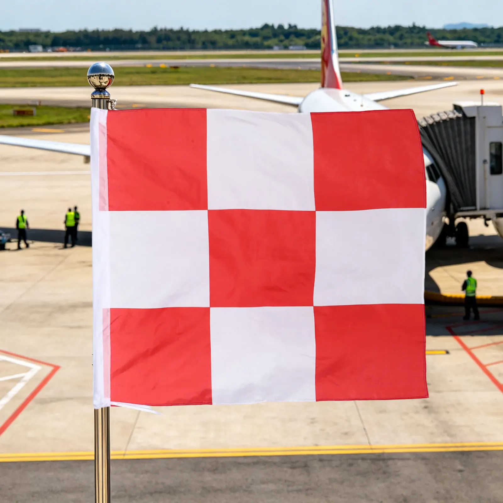 2Pcs Safety Red White Checkered Flags 36 Inch Airport Warning Safety Marking Construction Obstacle Flags Airport Perimeter Flag