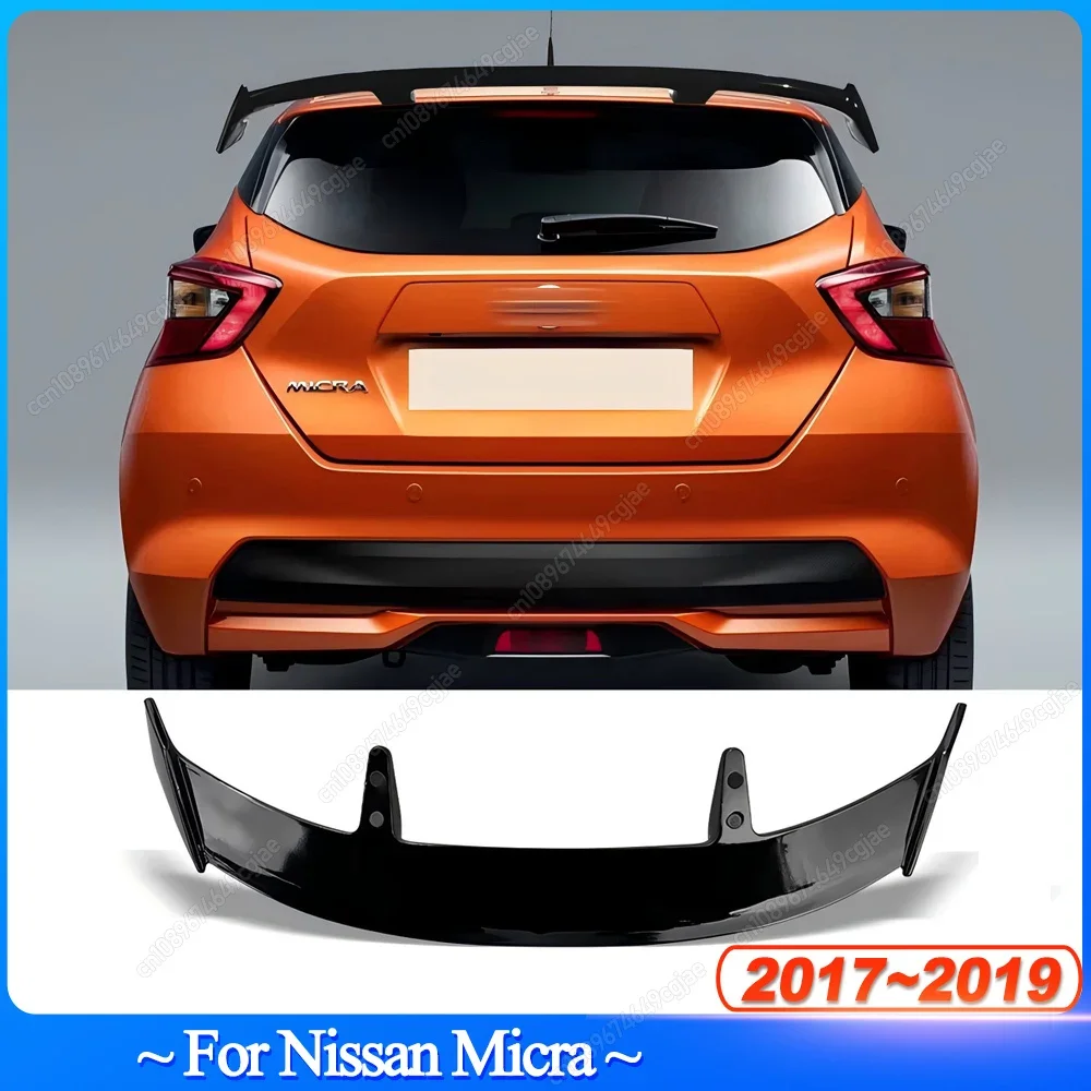 For Nissan Micra 2017-2019 Hatchback Rear Roof Spoiler Cap Rear Trunk Roof Lip Spoiler Wing Car Rear Lip Cover Bodykits Tuning