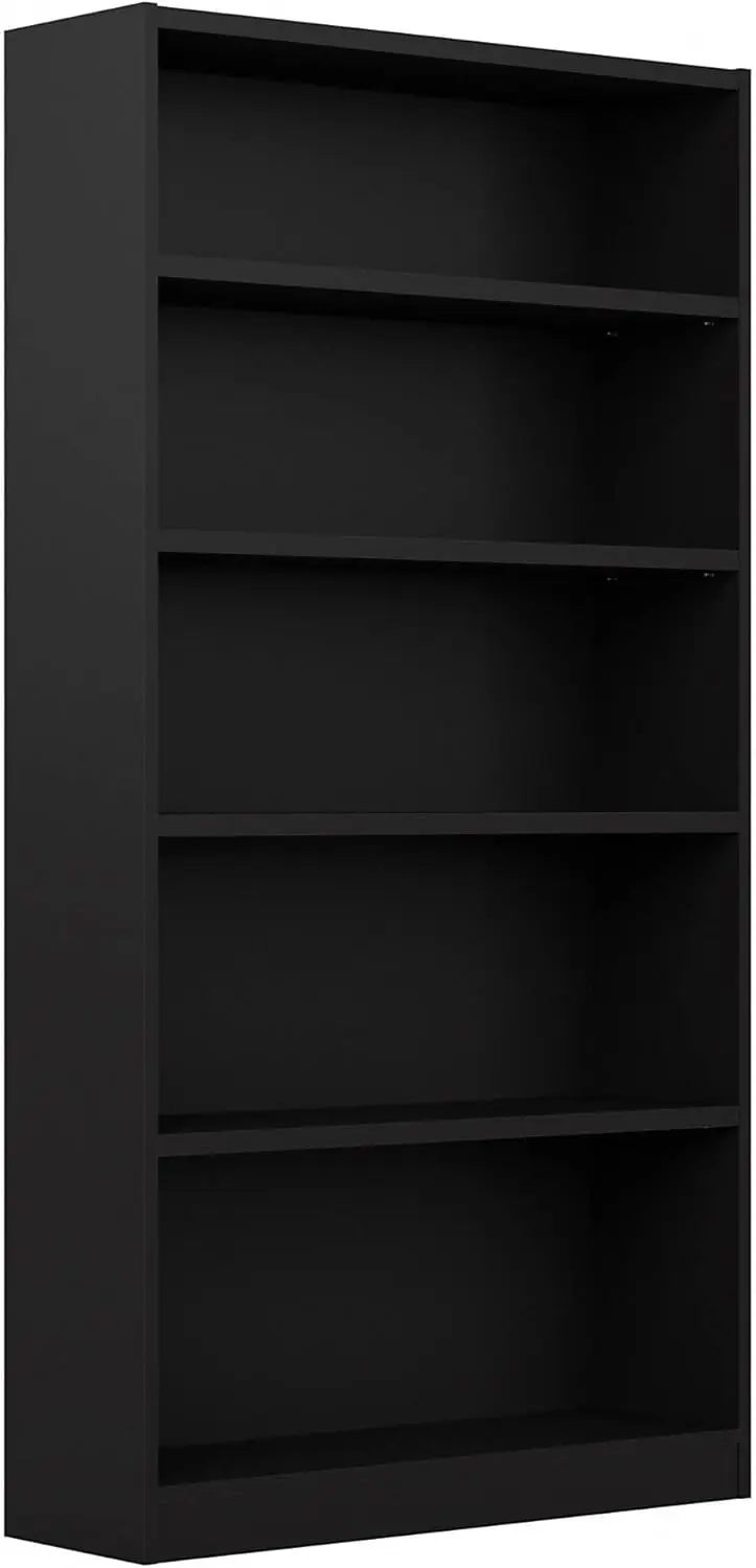 Bush Furniture Universal Tall 5 Shelf Bookcase in Black, Vertical Storage and Display Bookshelf for Home Office or Living Room