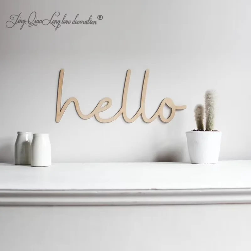 Custom Wooden Hello Sign for Nursery Decor, Welcome Sign, Wall Art for Kids Room