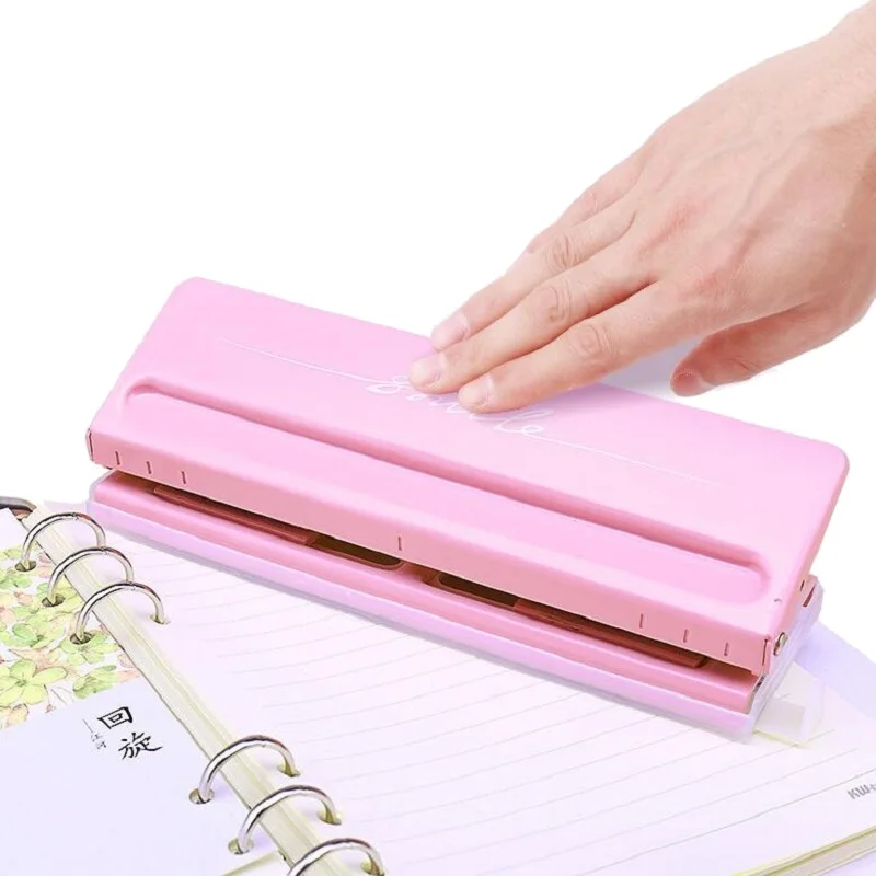 6-Hole Punch for A4 A5 A6 B7 Notebook Loose Leaf Adjustable Commercial Puncher for Dairy Planner Inner Page 6 Sheet Capacity