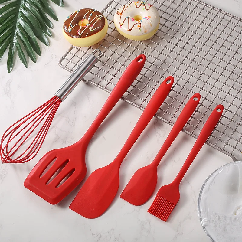 

5pcs Cooking Kitchen Tools Household Food Grade Silicone Mini Baking Scraper Oil Brush Egg Beater Food Clip Baking Tool Set