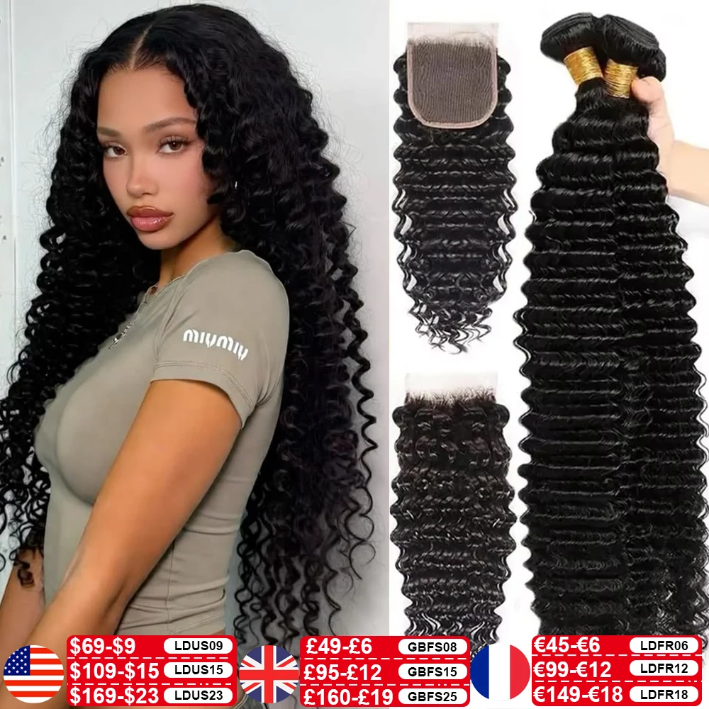 Hair Care Indian - وصلات شعر بشري مموج عميق 12A،