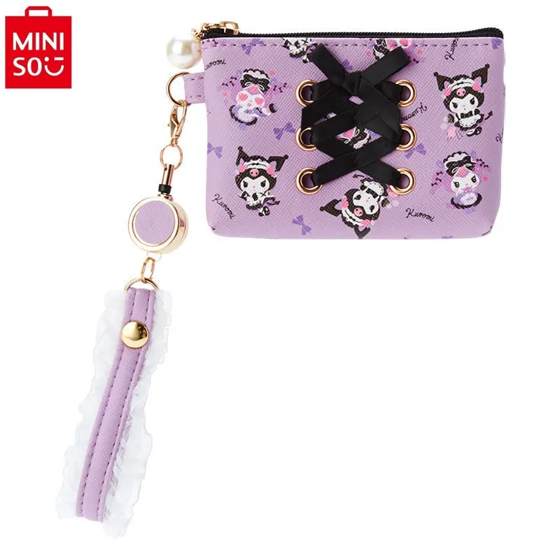 

MINISO Sanrio милый кошелек Hello Kitty Kuromi с героями мультфильмов, студенческий кошелек для хранения, автобусная карта, карта для еды, набор ключей