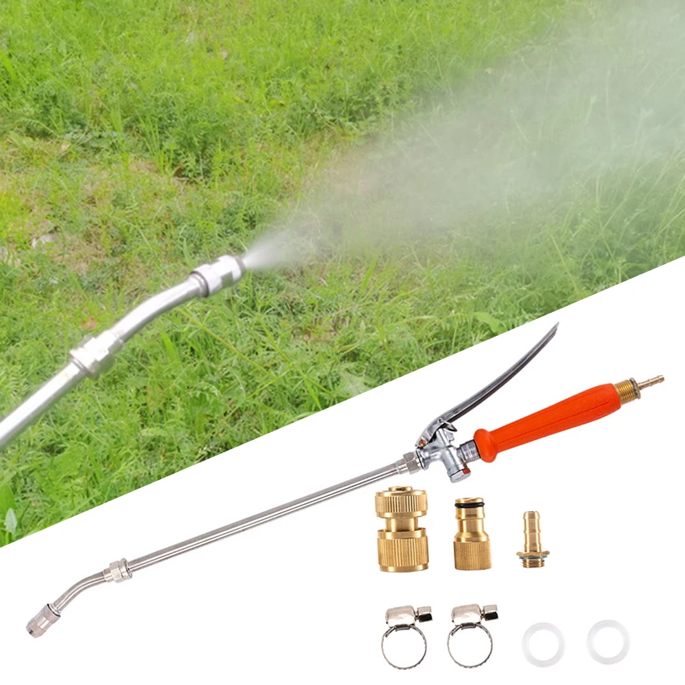 

Stainless Steel Garden Spray Wand Set with Lockable Handle and Adjustable Nozzle for Washing Vehicles and Plants