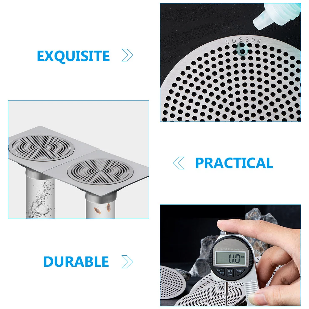 غطاء تصريف الشعر للحمام، غطاء تصريف من الفولاذ المقاوم للصدأ، شبكة مرشحة مرتبة للمنافضة المنزلية، حل مناسب عالمي سهل التنظيف