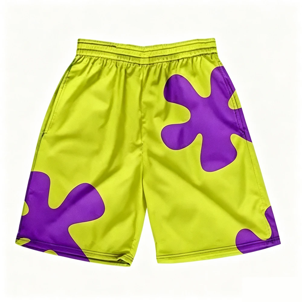Funny Strawberry Graphic Beach Shorts Unisex Loose Quick‑Dry Board Shorts Cartoon Abstract Print 5‑Point Short Pants Summer Home