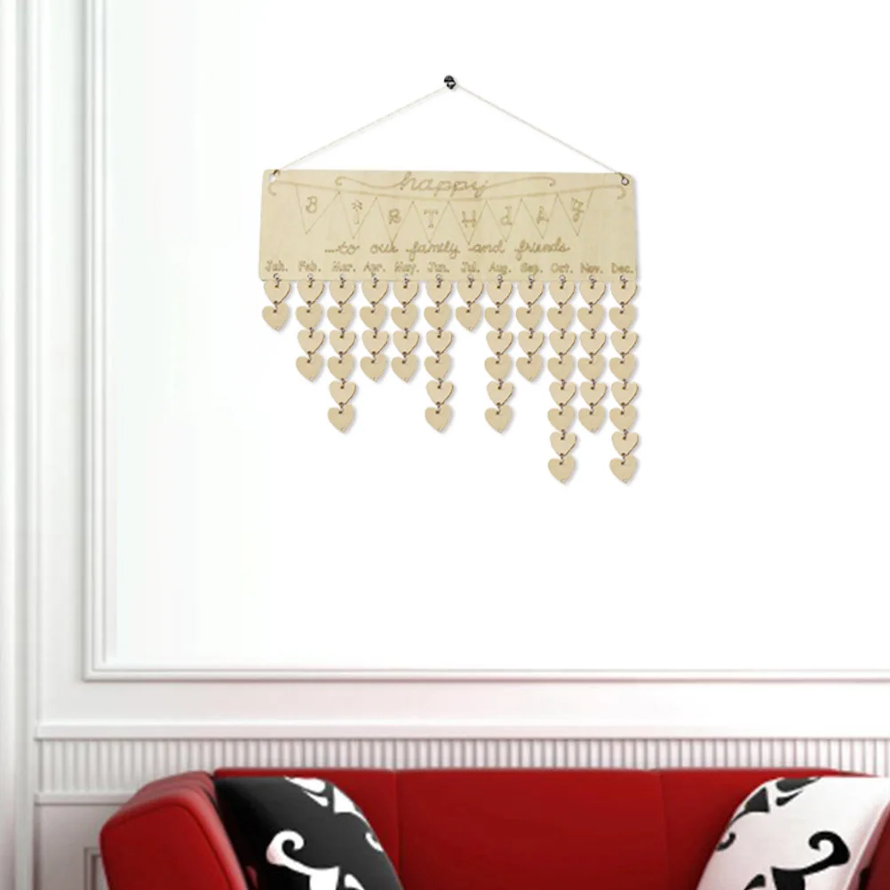 DIY Wooden Calendar Happy Birthday Board Plaque Wall Hanging Family Birthday Anniversary Reminders Indoor Decor