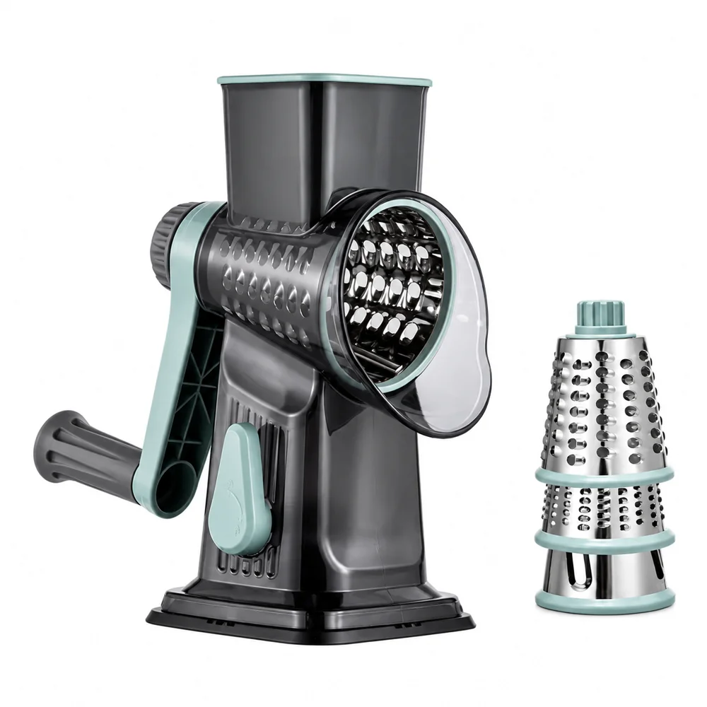 3-in-1 Rotary Cheese Grater Manual Vegetable Slicer Nut Grinder Kitchen Tool