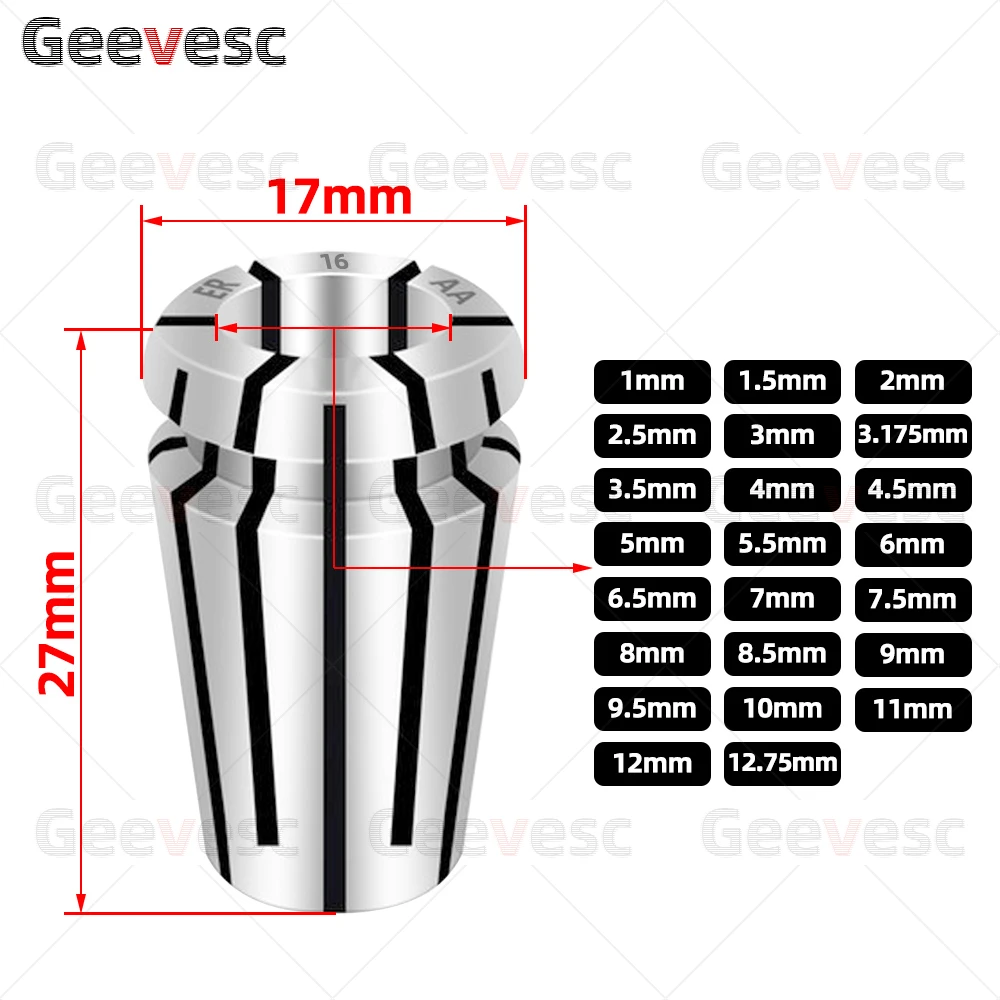 High Precision ER16 Spring Collet 1mm-10mm UP AA ER Collet Chuck Tool Holder ER16 Spring Collet ER16 Collet Chuck Set 11mm 12mm