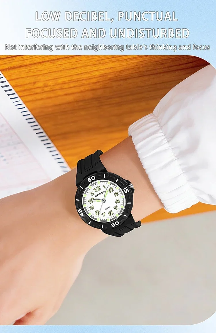 SANDA Popular Children Student Quartz Watch Fashion Simple Waterproof Silicone Strap Kids Wristwatch