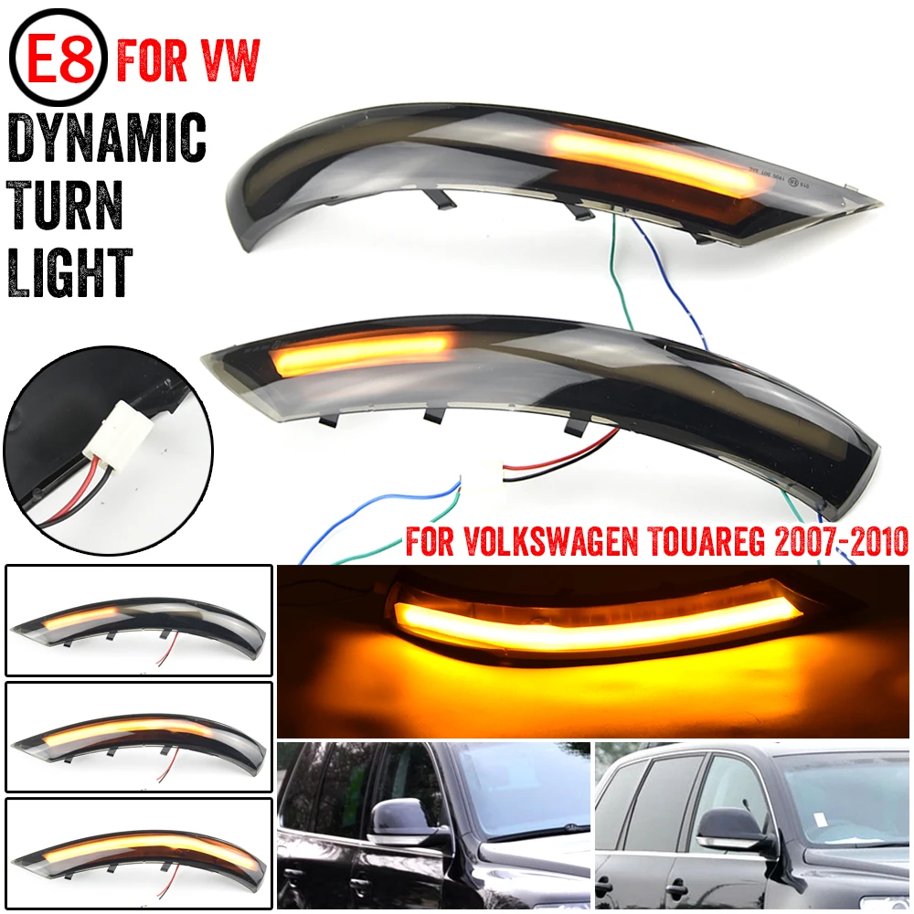 

2pcs For VW Volkswagen Touareg I MK1 7L 2007 2008 2009 2010 Car Dynamic Turn Signal Lamp Side Mirror Sequential LED Light