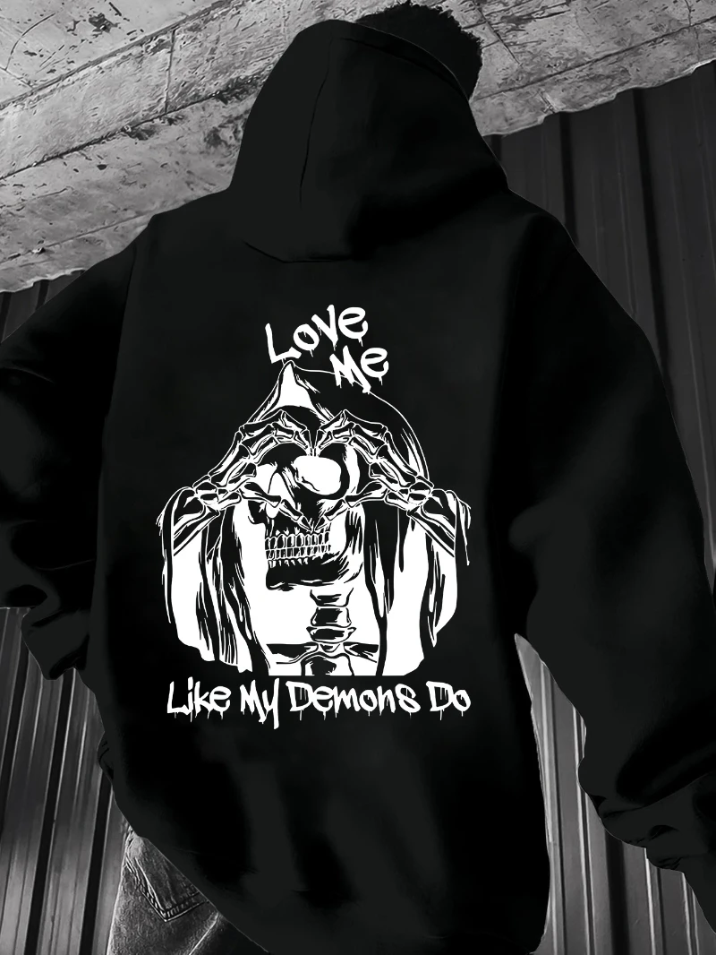 

Осень-зима 2022. Мужская толстовка с рисунком демонов. Тяжелая свободная высококачественная роскошь для мужчин и женщин.