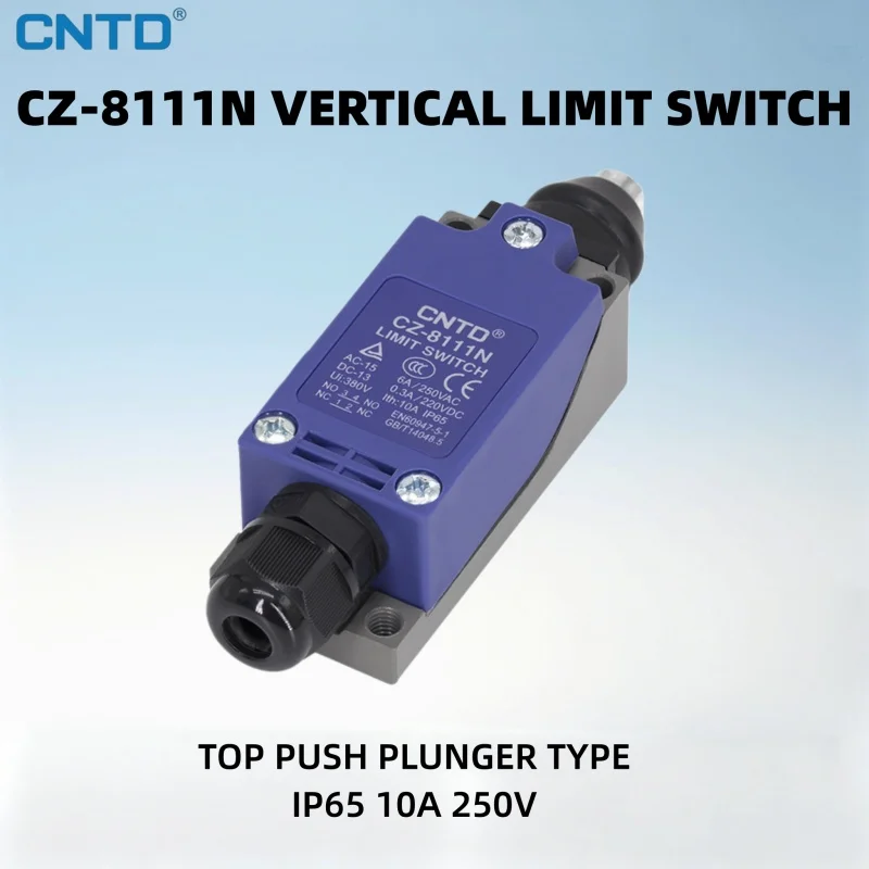 CNTD CZ-8111N Vertical Limit Switch Top Push Plunger Type IP65 10A 250V 1NO 1NC Snap Action Position Switch Machine Tool Use