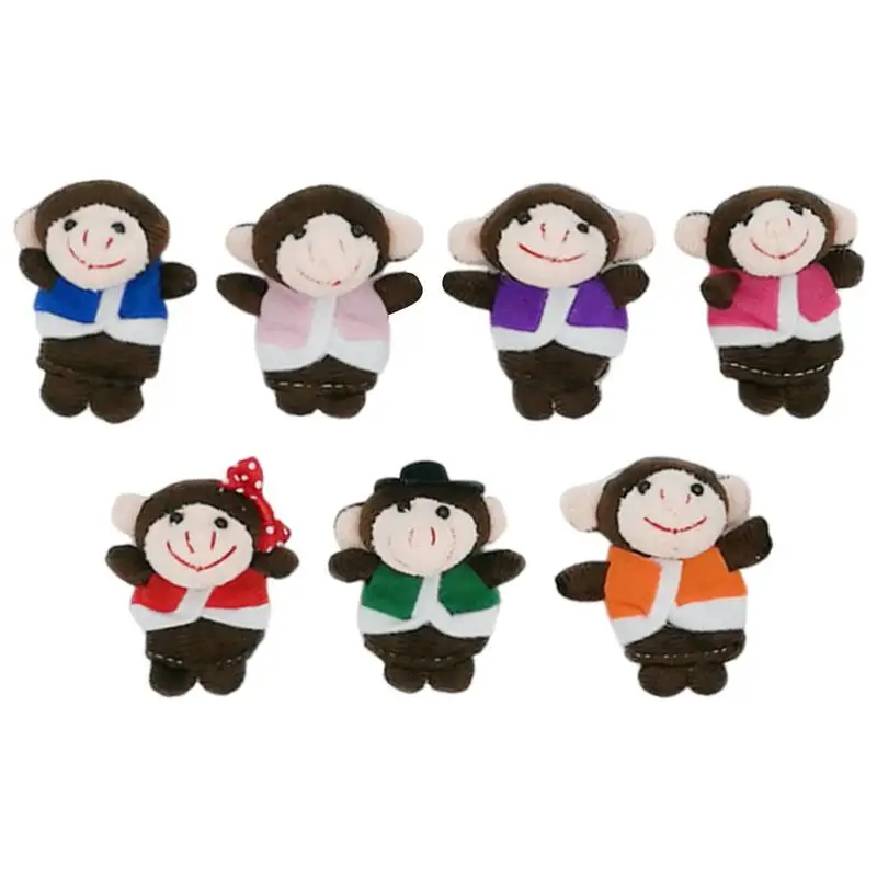 Monkey Finger Puppets 7Pcs Pluszowe figurki Zabawki Zabawny zestaw lalek na palec Historia Czas Nauka Pomoc dla szkoły Odgrywanie ról Impreza