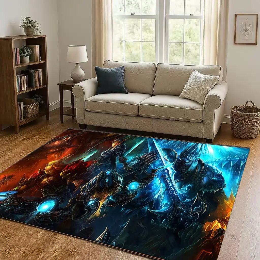 HD WOW World of Warcraft Game Demon Hunter Arthas Living Room Non-Slip Area Rug Carpet for Bedroom Playroom Sofa,Home Doormat