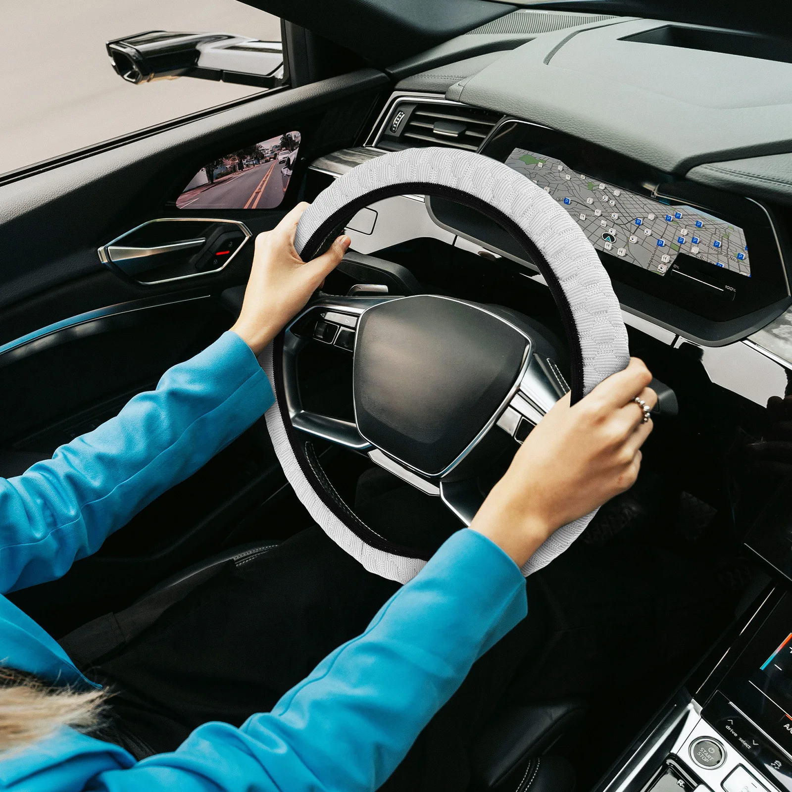 

Nonslip Cooling Steering Cover Universal Size Easy Install Comfortable Grip Summer Auto Interior Accessory Protection