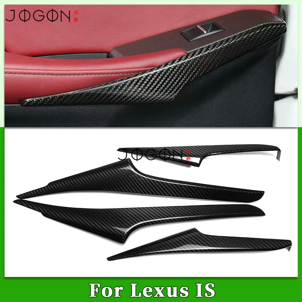 4Pcs Dry Carbon Fiber Car Interior Front & Rear Door Panel Cover Trim Accessories For Lexus IS300 350 IS500 F Sport 2021-2024