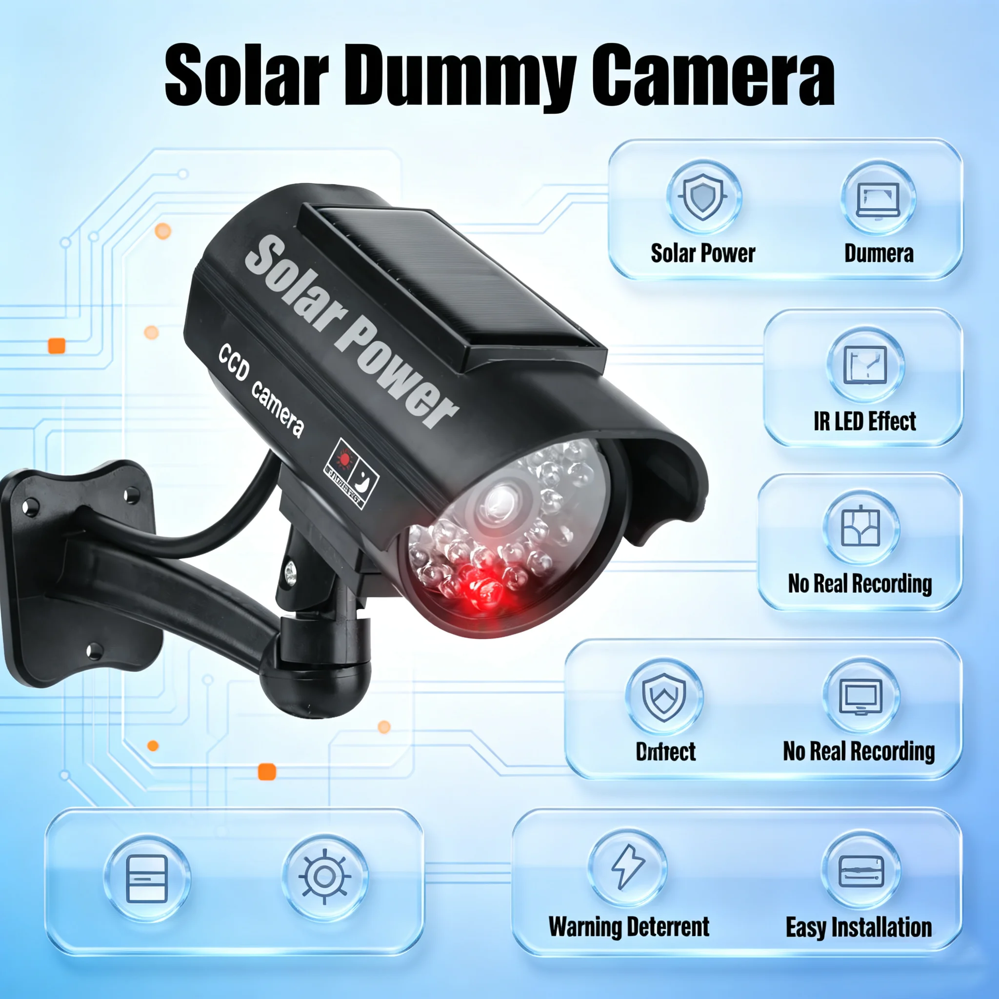Smarsecur Fake Camera Solart Dummy Waterproof Security CCTV Surveillance Camera With Flashing Red Led Light Outdoor Indoor
