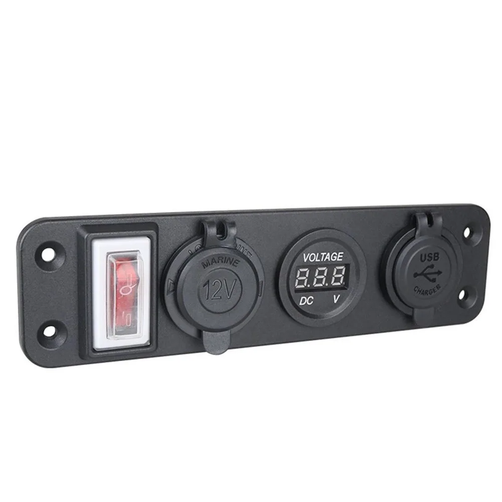 12V Dual USB Power Outlet with Real-Time Voltmeter for Cars Boats for rvs for atvs Nylon Housing IP65 Waterproof Rating