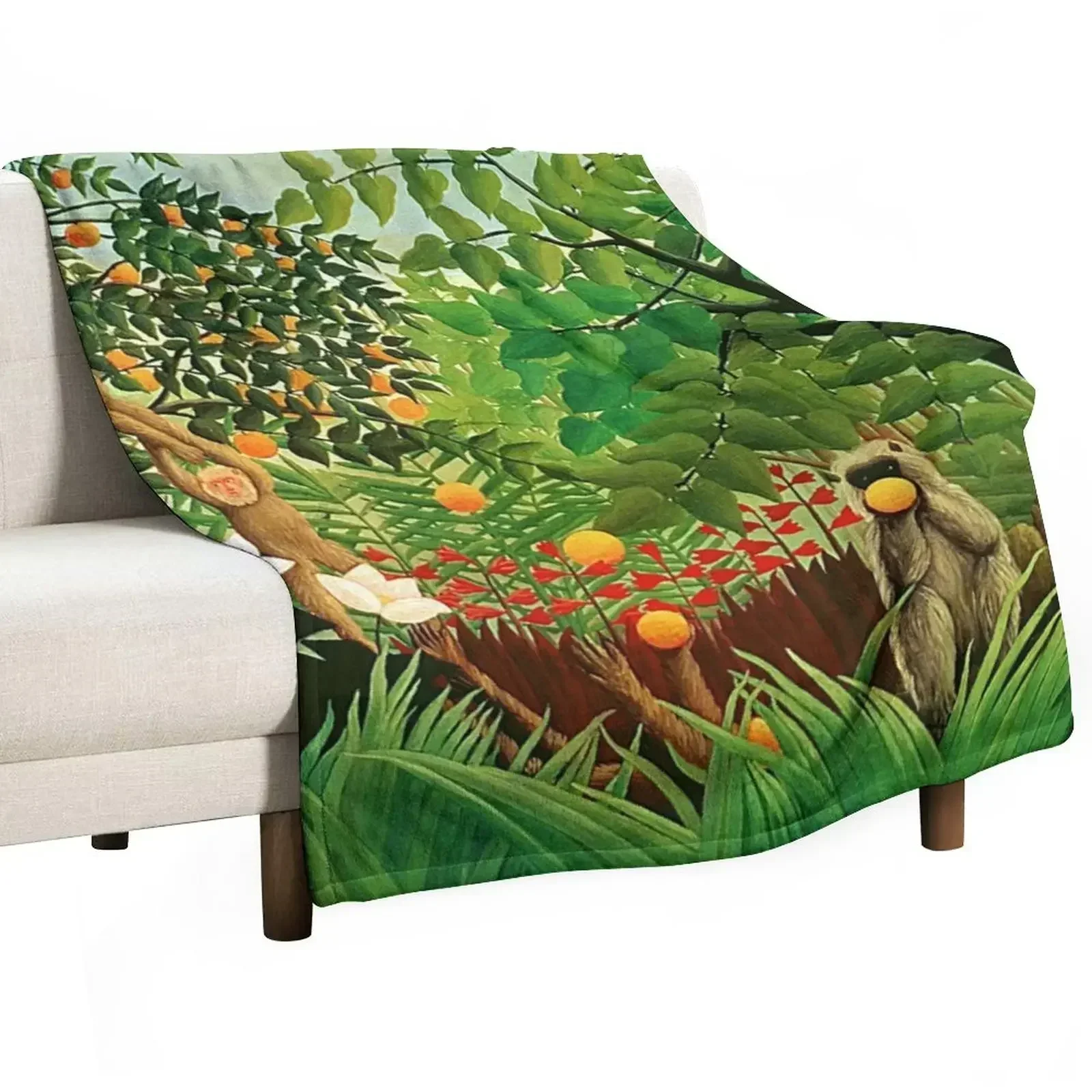 

Henri Rousseau - Exotic Landscape Throw Blanket Shaggy Furry Soft Blanket for Bedroom Living Room