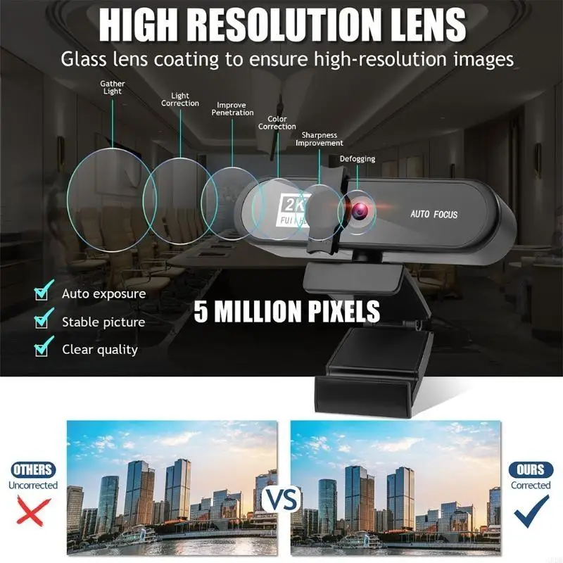 G8DB 2K Auto للتركيز كاميرا ويب مع MIC & Cover1080p USB كاميرا ويب مباشرة #2