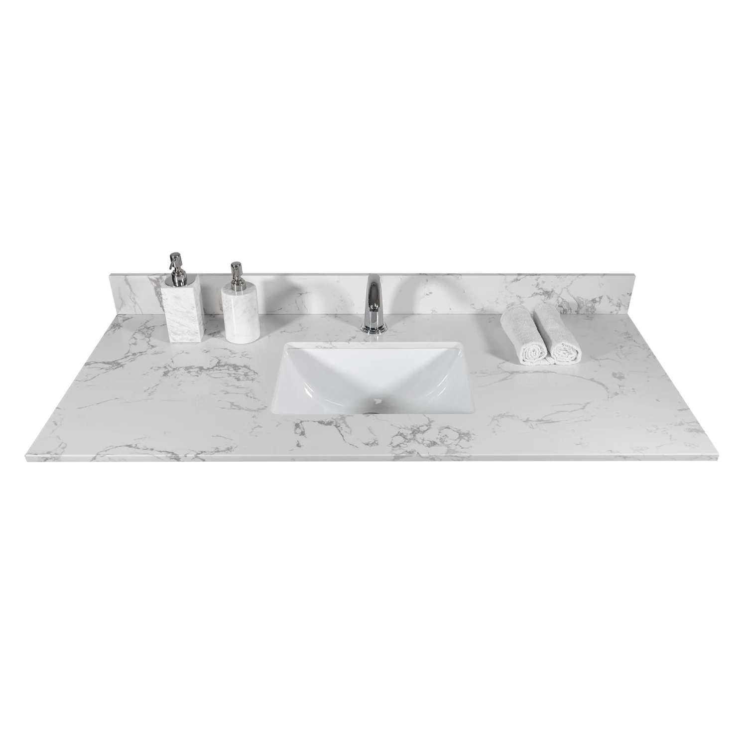 

Montary 49" carrara white engineered stone vanity top backsplash