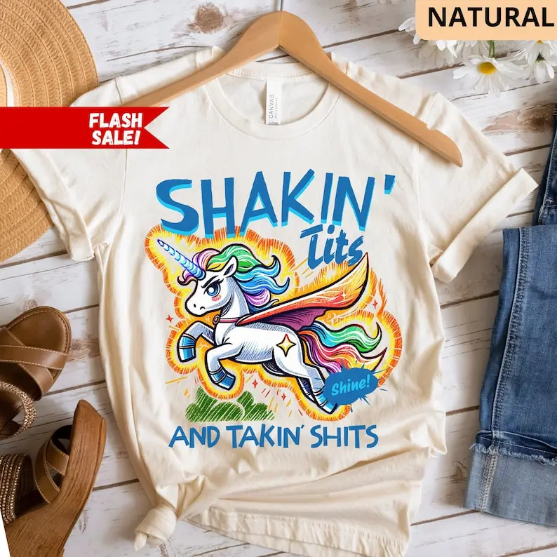 

Shakin' Tits and Takin' Shits, Gag Gifts For Her, Matching Party Girl Shirt Funny Unhinged Shirt