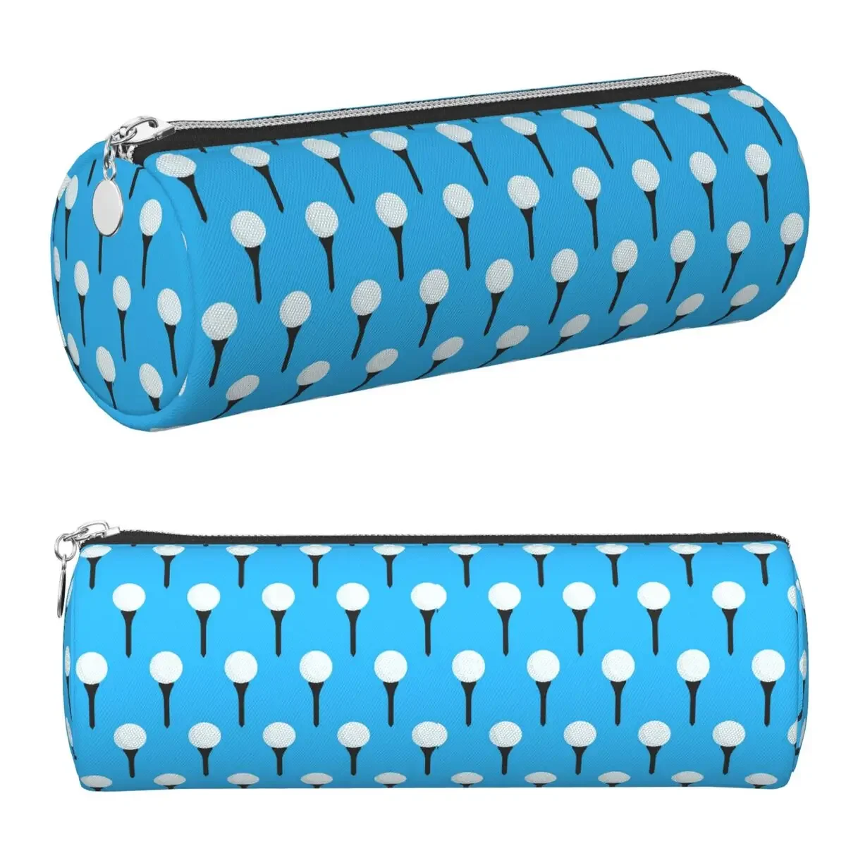 Golf Ball And Tee Pattern (Cyan Blue) Pencil Cases Pencil Pouch Cylinder Pen Box Pencil Bag for Boy Girl Gifts