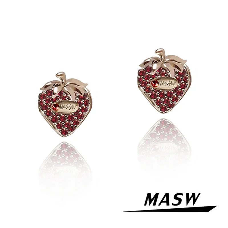 

MASW Original Design Senior Sense Pretty Red Strawberry Stud Earrings For Women Girl Gift Fashion Jewelry Popular 2024 New