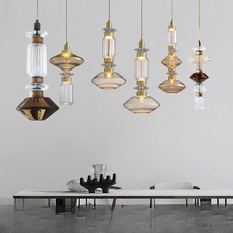 

Дизайнерские креативные стеклянные подвесные светильники, скандинавская новинка, магазин одежды, кофейня, ресторан, минималистичные подвесные люстры, декор