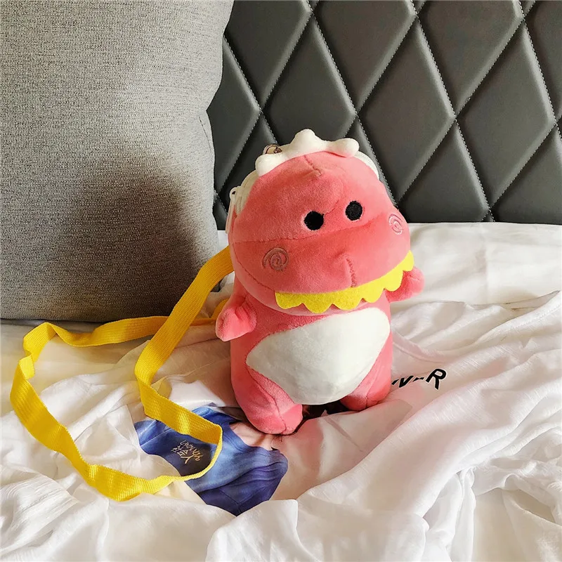 Dinosaur Mini Plush Women Girls Shoulder Crossbody Bag Cute Dinosaur Girl Money Phone Bags Adjustable Strap Student Bags