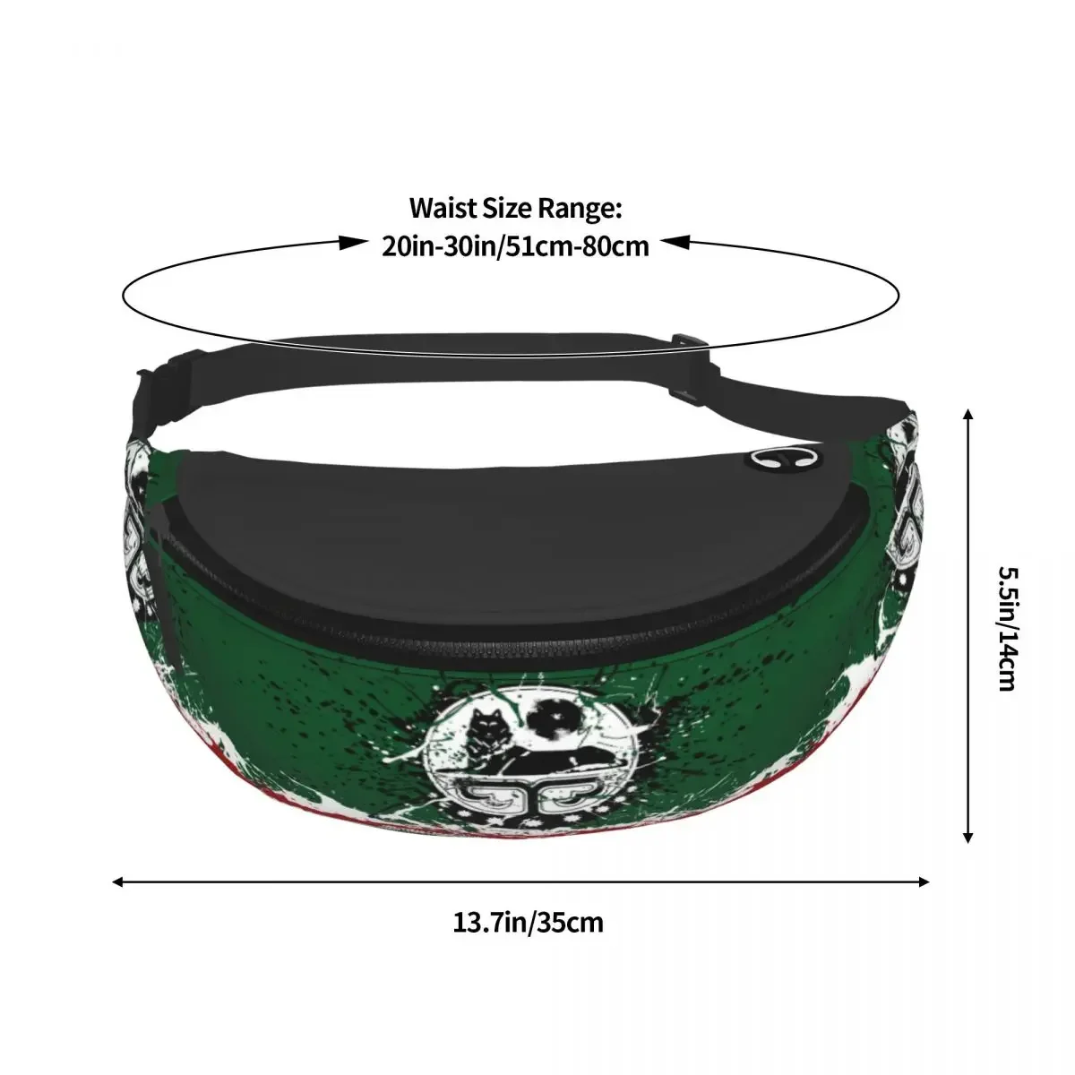 맞춤형 체첸 국기 패니 팩, 여성 패션, 체첸 파워 울프, 크로스바디 웨이스트 백, 여행용 휴대폰 머니 파우치