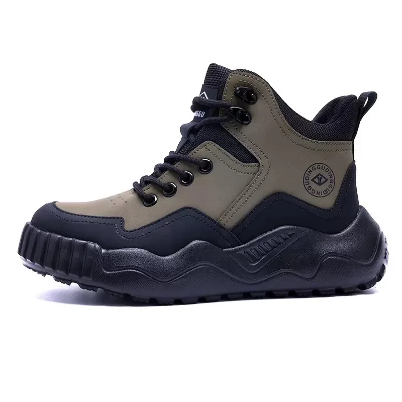 New men\'s lightweight breathable steel head anti-smash anti-puncture safety shoes fashion wear-resistant work shoes