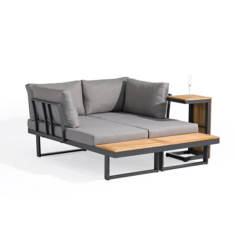 

Garden leisure acacia wood sofa, simple outdoor sunscreen coffee table combination terrace