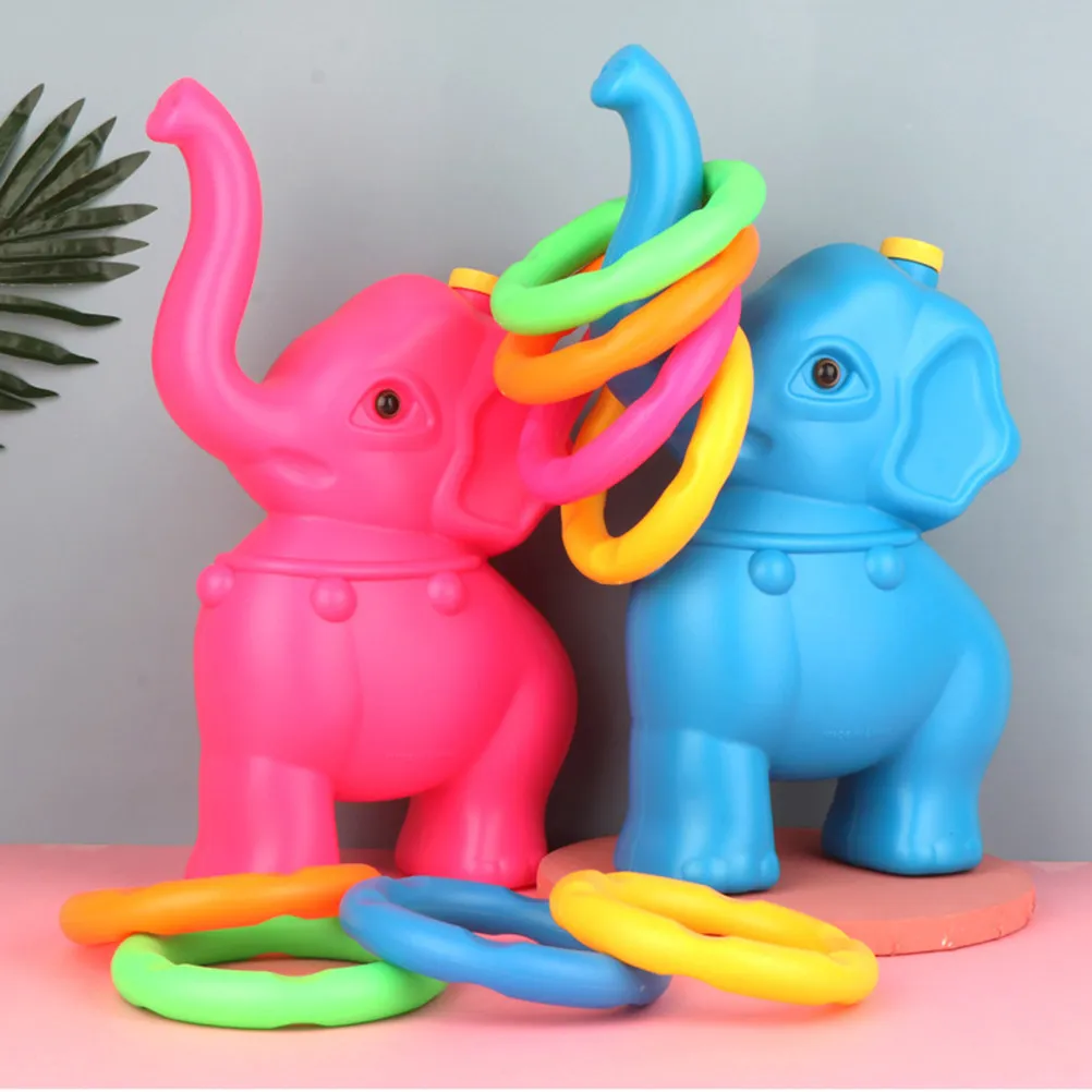 

1Set Pink Elephant Style Plastic Ring Toss Game for Kids Hand Eye Coordination Color Recognition Outdoor Indoor Play