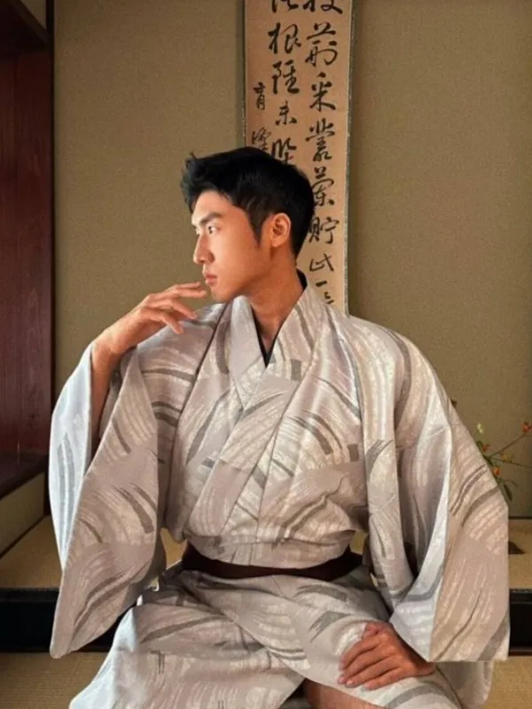 

Traditional Japanese Kimono Robe Men's Samurai Costume Photography Script Home Wear Polyester Fiber Stage Performance Outfit