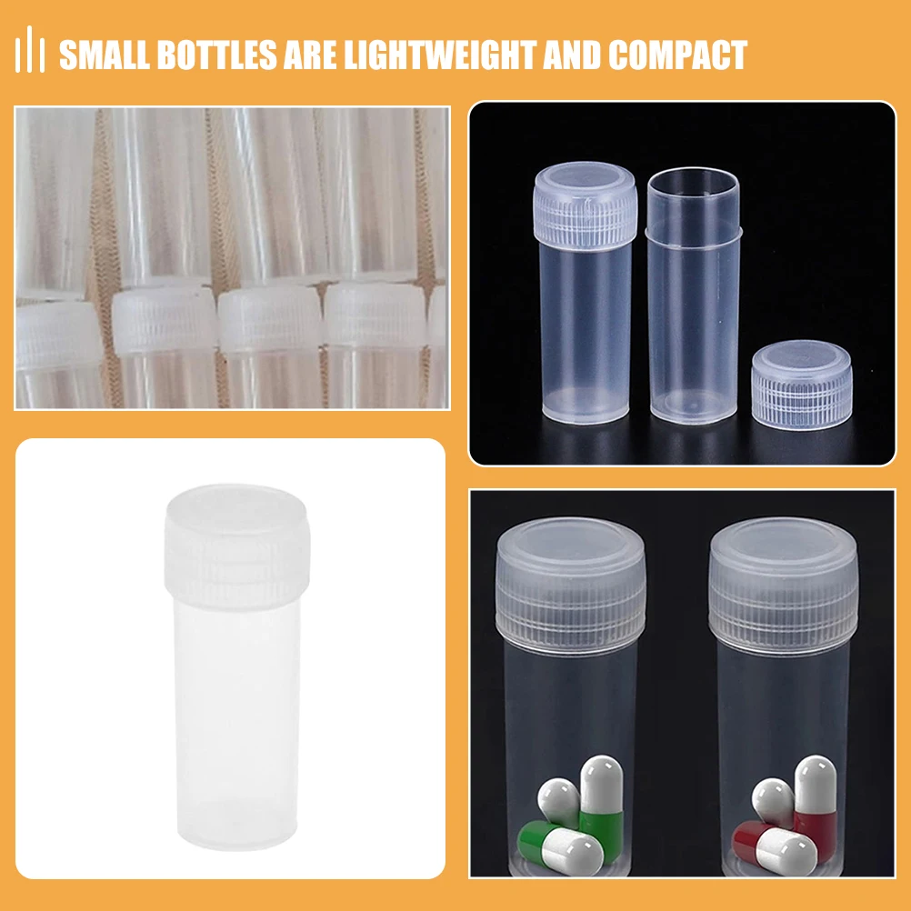 

100 Pcs Travel Bottles Bottled Powder Container with Caps up Pp Refillable