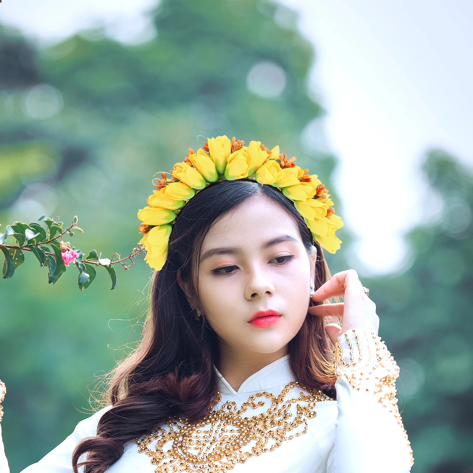 

Tulip Flower Headb s Floral Bride Accessories Girls Decorative Gathered Hair Flowers Wedding Party Women Headb