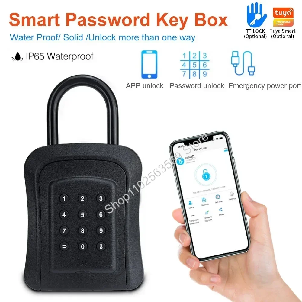 

Tuya/TTLOCK BLE Smart Key Lock Box Password APP Unlock Remote Unlock IP65 Waterproof Outdoor Decoration Homestay Password Box