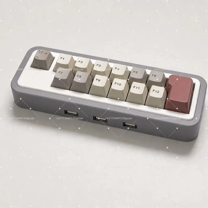 USB Hub Integrated DIY Mechanical Keypad Kit, 3D Printed Shell, F1-F12 & Enter Hot Swap Wired Keypad Without Keycaps
