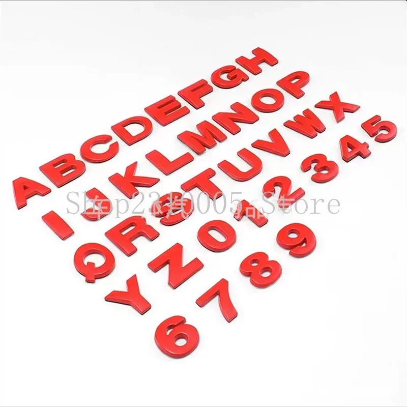 DIY Red 25mm Metal Letters Numbers Car Emblem for All Cars Nameplate Logo 26 Alphabet Telephone Wedsite Adverting Sticker