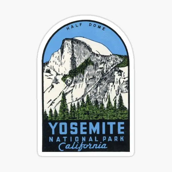 Yosemite National Park California Half  5PCS Stickers for Window Art Kid Print Luggage Living Room Funny Laptop Wall Decorations