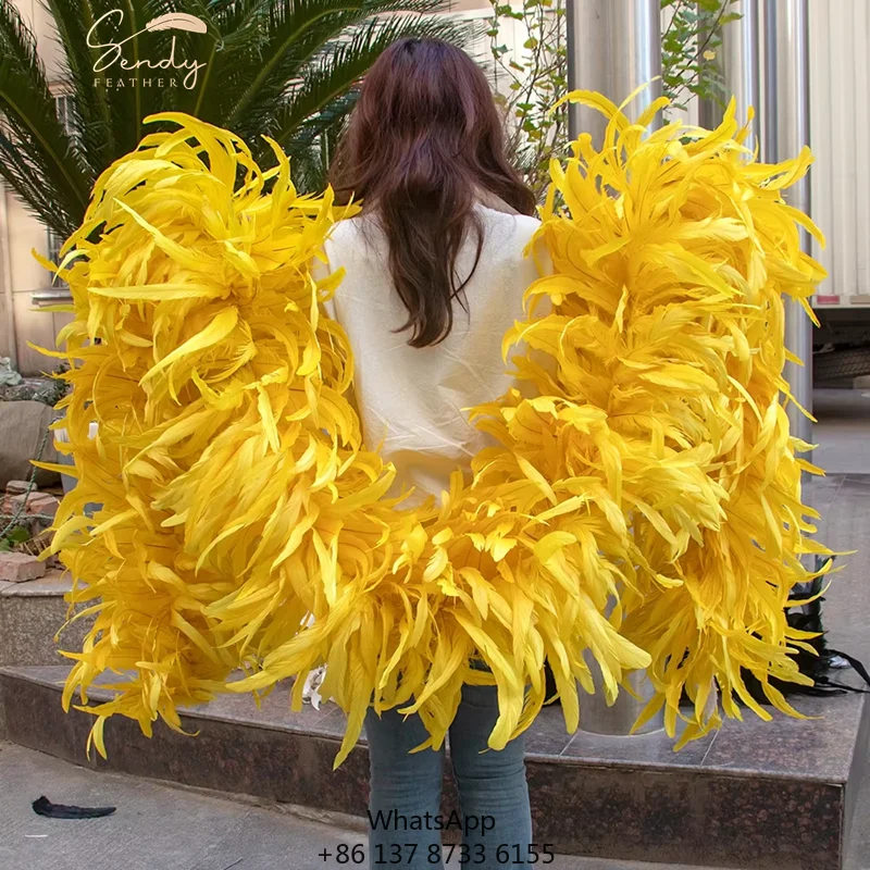 1.8m Natural Chicken Rooster Feather Boa Long Cock Tail Trim 25-30cm Carnival Dress Sewing Accessory Wedding Decoration Boas