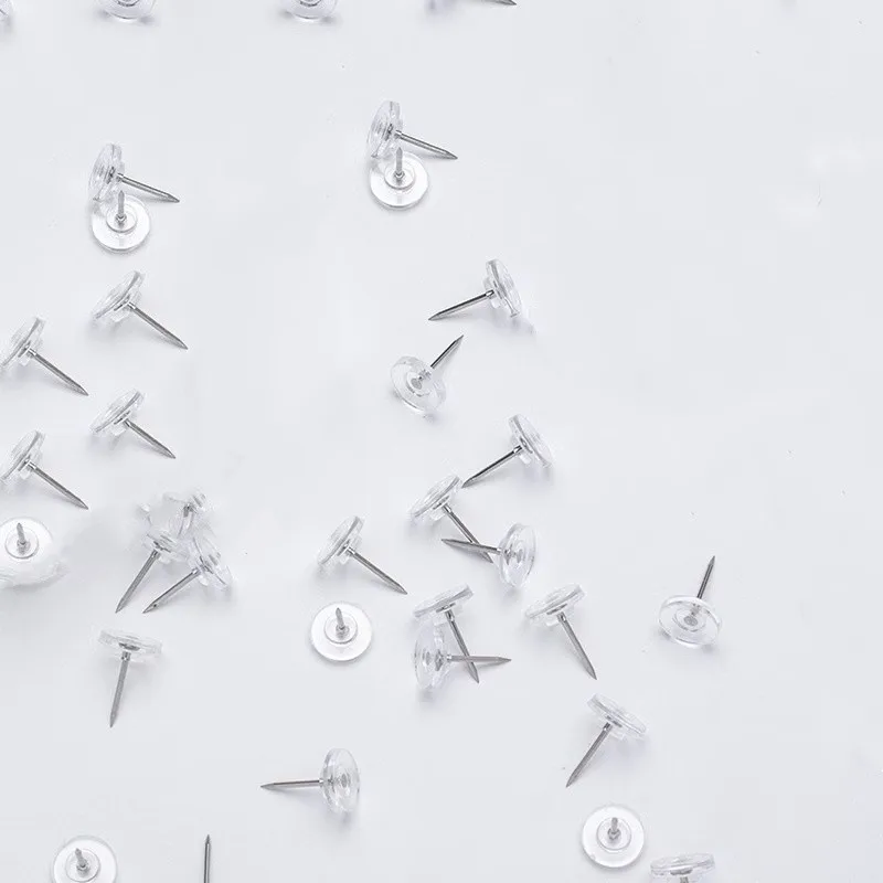 Reusable Wall Safe Transparent Board Pins 72 pcs, perfect for Photo Picture Pinning, Easy Push Sharp Pin