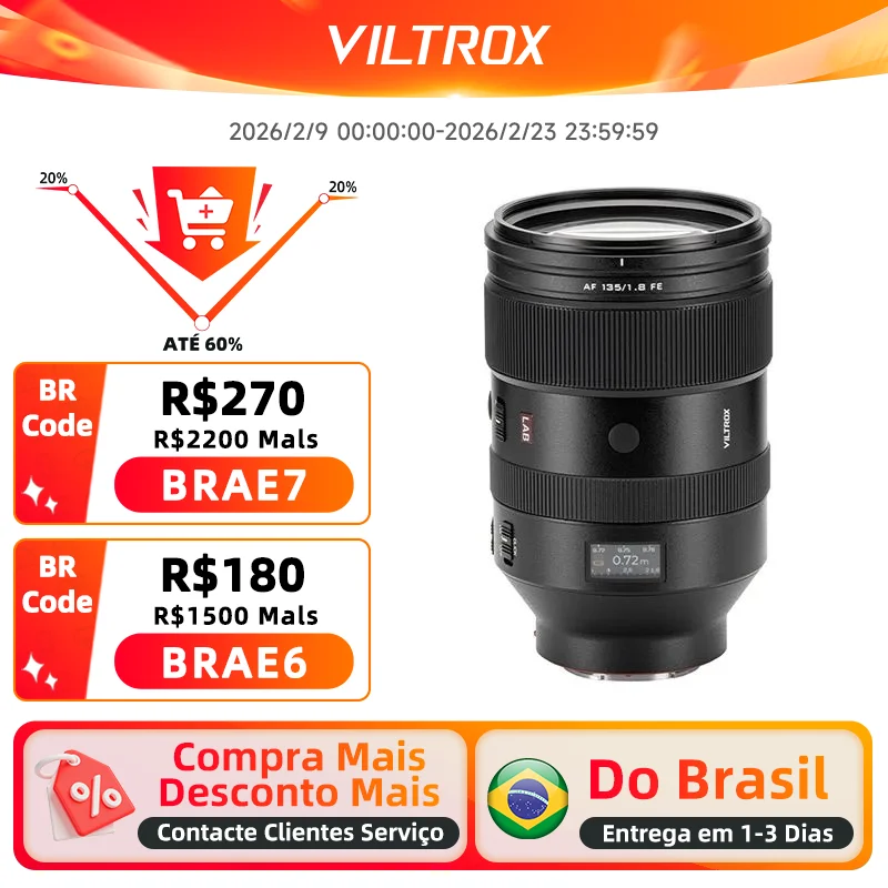 Brasil Viltrox AF 135mm F1.8 Auto Focus LAB Cameras Lens Full Frame for Sony