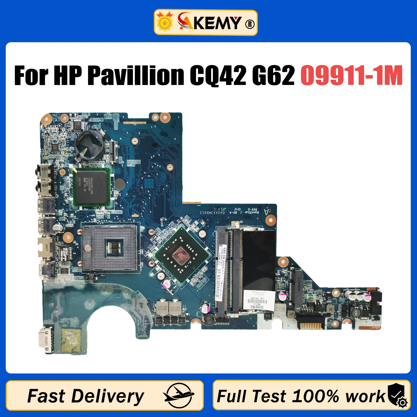 

For HP Pavillion CQ42 G42 G62 Laptop Motherboard DA0AX3MB6C1 DA0AX3MB6C2 Mainboard DDR3 605140-001 605140-601