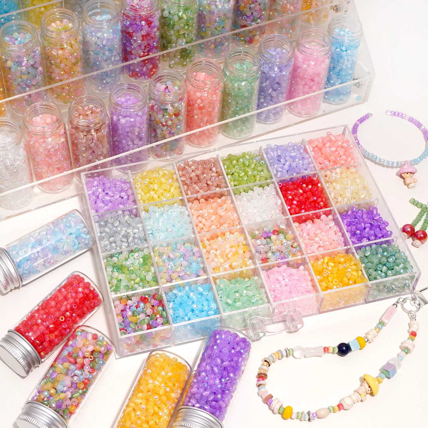 New Arrival 10g/bag 4mm Cat Eye Glass Beads Colorful Loose Spacer Beads For DIY Jewelry Making Bracelet Necklace Accessories
