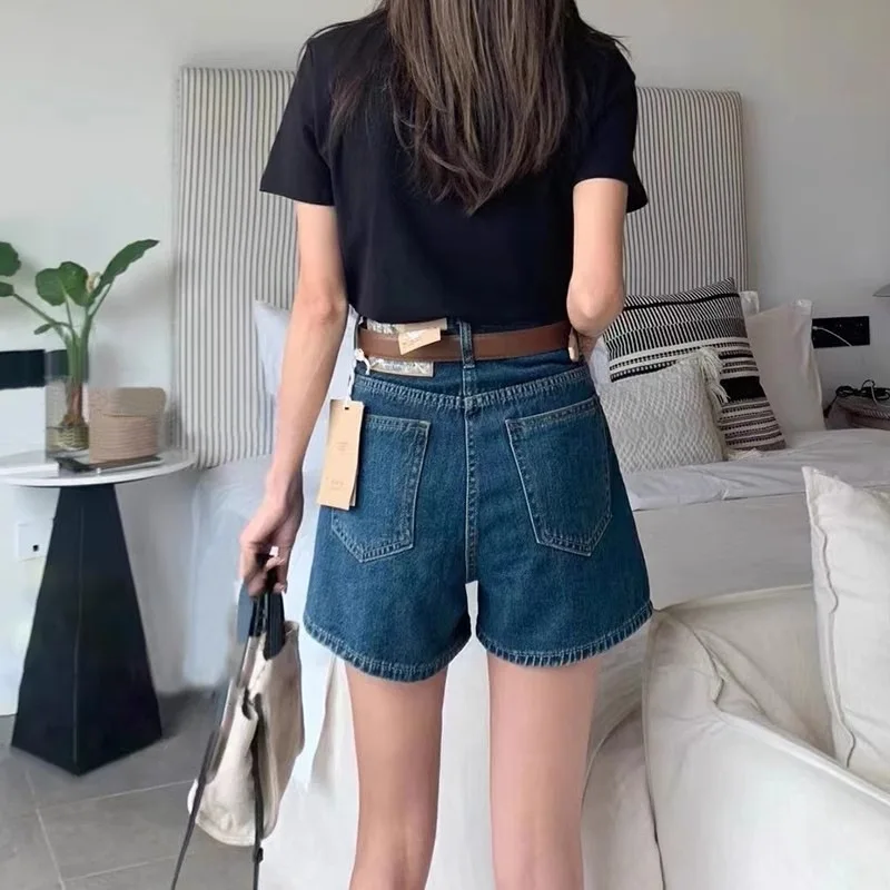 Retro High Waist Straight Jeans Shorts Female Hot Girl Versatile Slim A-line Loose Wide-leg Hot Pants Ins